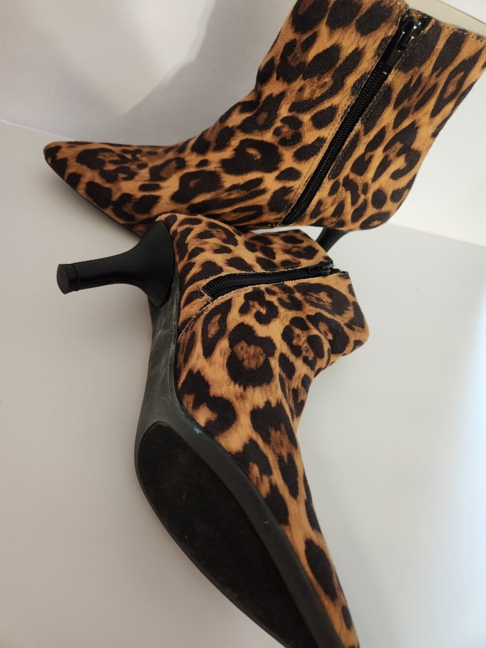 Rampage Booties Leopard Print 7.5M Ankle Boots Medium Heel Brown Gold - Picture 5 of 9